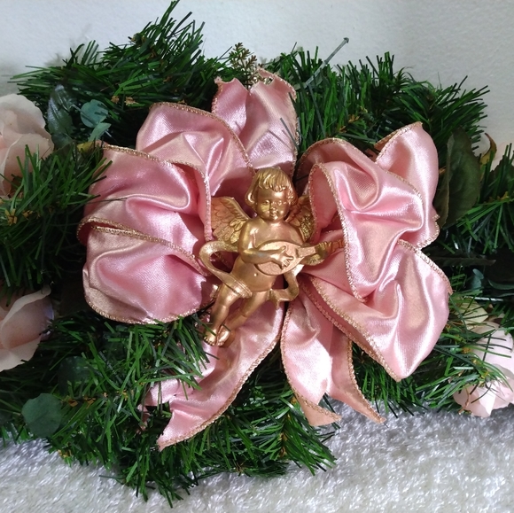 Decorative Rose Floral Angel Hanging Wreath Centerpiece - Picture 2 of 11